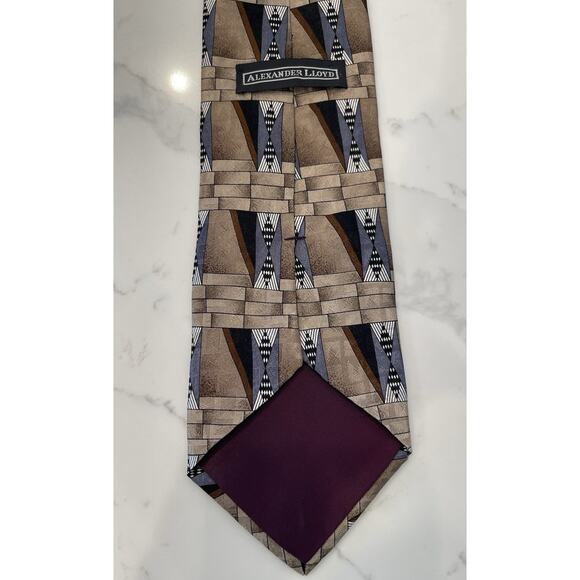 Vintage Alexander Lloyd XL Abstract Geometric Y2K Silk Tie 63.5 x 4 USA Made - Picture 3 of 4